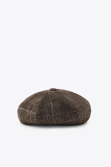 WOOL CHECK BERET - camel by Zara