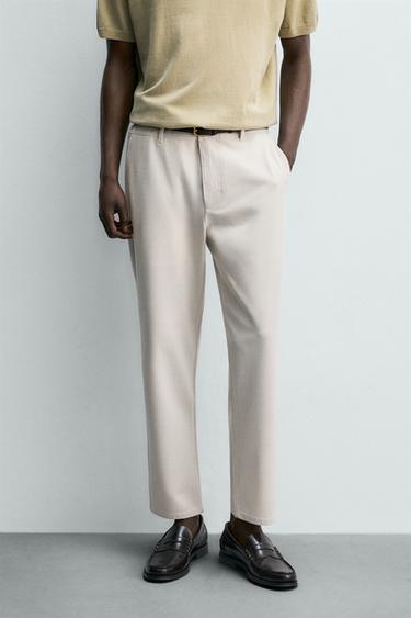 COMFORT TEXTURED CHINO TROUSERS - Light beige by Zara