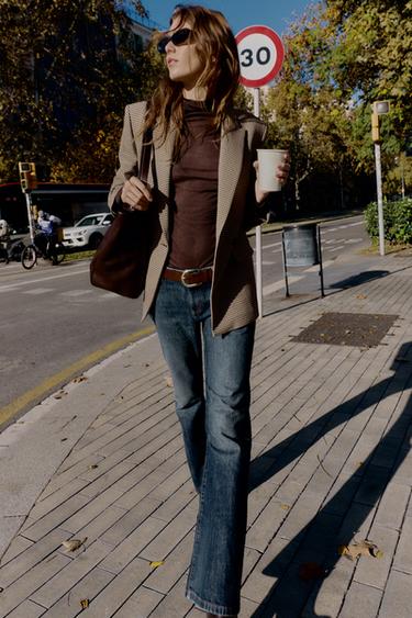 OVERSIZE DOUBLE-BREASTED BLAZER - Brown / Ecru by Zara