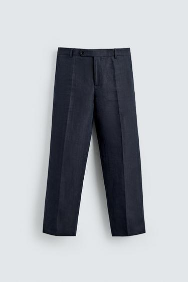 HERRINGBONE 100% LINEN SUIT TROUSERS - Indigo by Zara
