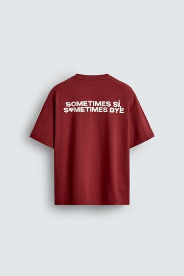 SLOGAN PRINT POCKET T-SHIRT - Mid-red by Zara