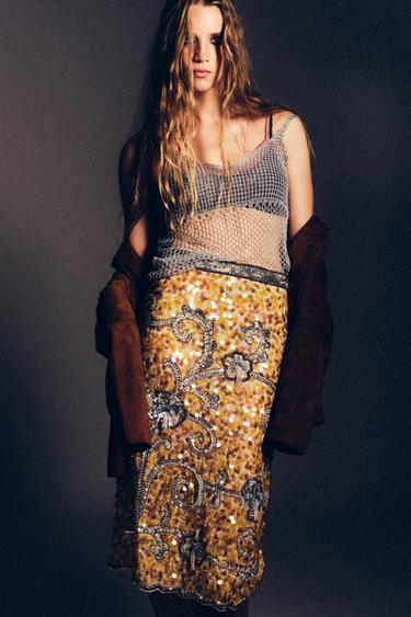 LIMITED EDITION EMBROIDERED BEADED SKIRT - Yellow by Zara - Image 0