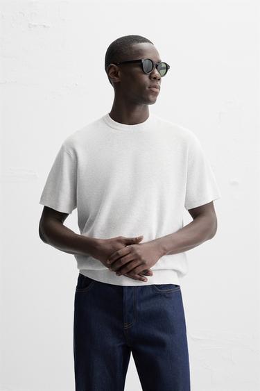 PEARL KNIT T-SHIRT - Grey marl by Zara