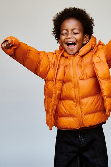 ULTRALIGHT HOODED PUFFER JACKET - Dark orange by Zara