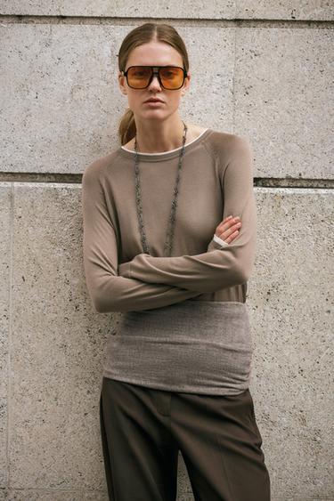 DOUBLE KNIT SWEATER - Mink by Zara