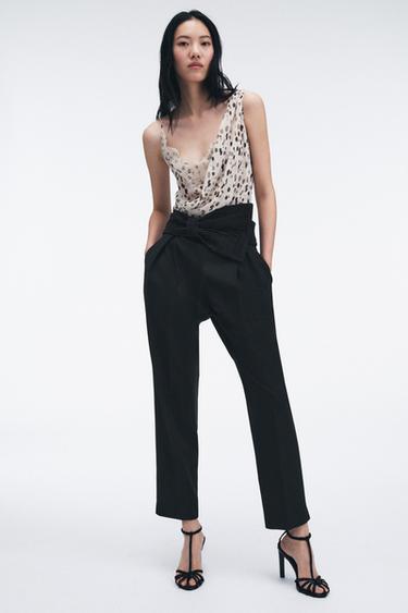 ZW COLLECTION LIMITED EDITION WAISTBAND TROUSERS WITH BOW - Black by Zara
