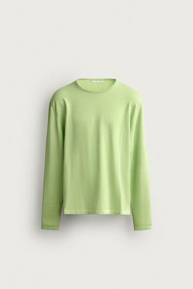 RELAXED FIT COTTON JUMPER - Lime by Zara