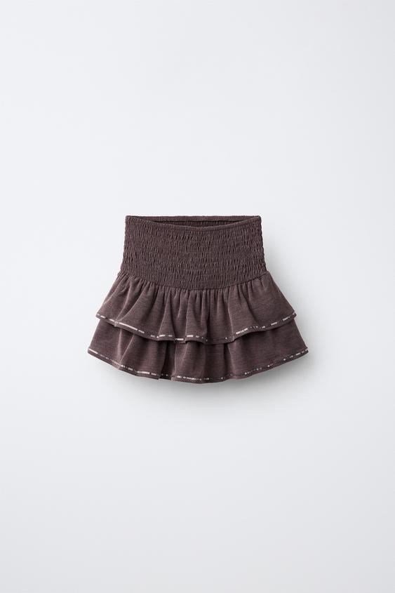 SEQUINNED RUFFLED SKORT - Aubergine by Zara - Image 0