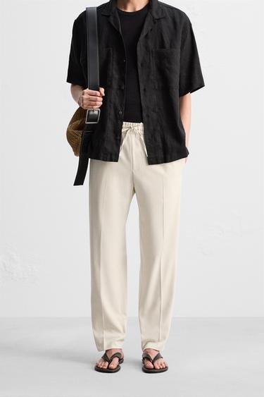 COMFORT FIT JOGGER WAIST TROUSERS - Ecru by Zara