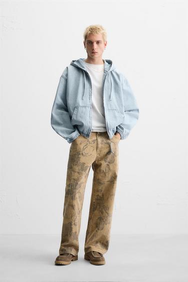 HOODED DENIM JACKET - Light blue by Zara