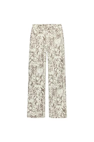 JEANS Z1975 STRAIGHT HIGH-WAIST LONG LENGTH ANIMAL PRINT - Snake by Zara