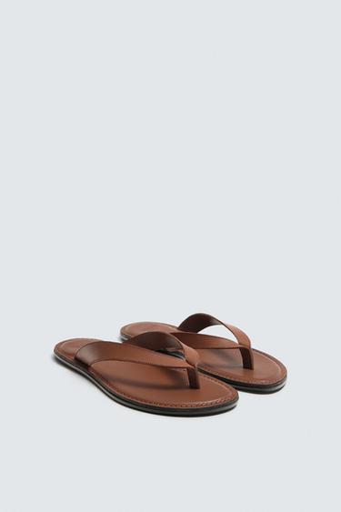 LEATHER LIMITED EDITION SANDALS - Brown by Zara