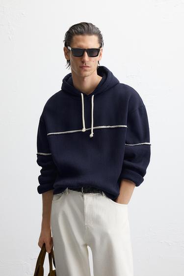 RELAXED FIT CONTRAST SWEATSHIRT - Navy blue by Zara