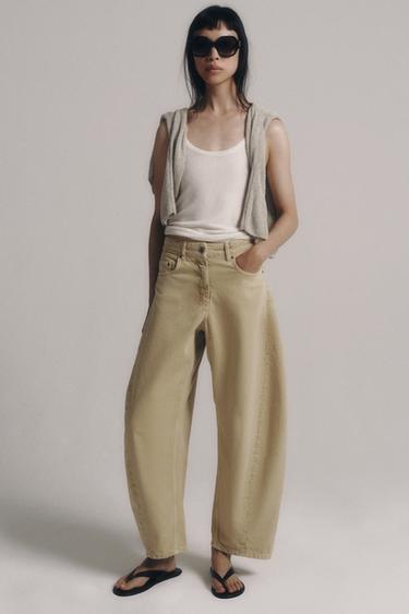 ZW COLLECTION MID-WAIST BALLOON JEANS - Yellow by Zara