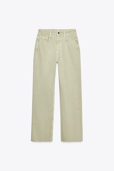 JEANS Z.02 STRAIGHT ANKLE HIGH-WAIST - Light khaki by Zara