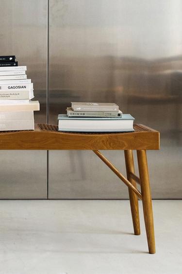 WOOD AND RATTAN BENCH - Brown by Zara