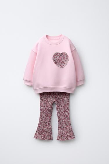 PRINTED FLARE SWEATSHIRT AND LEGGINGS SET - Light lilac by Zara