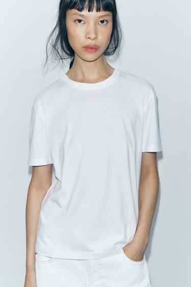BASIC COTTON T-SHIRT - White by Zara