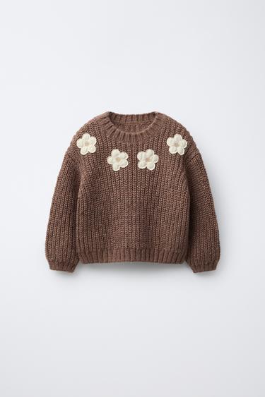 FLORAL KNIT SWEATER - Dark pink by Zara