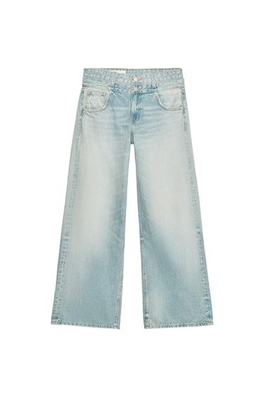 TRF STRAIGHT JEANS WITH DOUBLE WAISTBAND MID-WAIST - Light blue by Zara