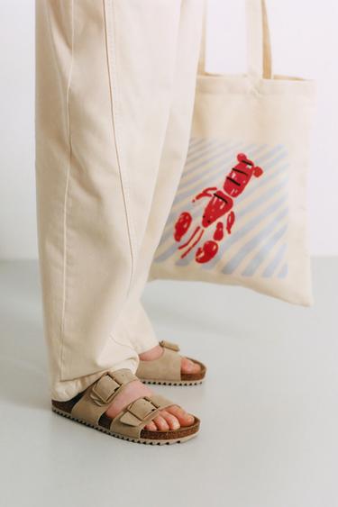 LEATHER BUCKLE SANDALS - Sand Brown by Zara