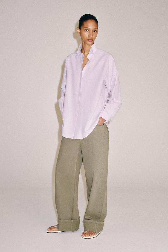 ZW COLLECTION STRIPED SHIRT - Mauve by Zara - Image 0