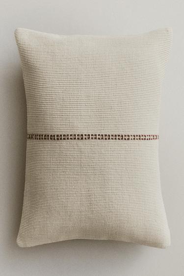 DOUBLE LINE CUSHION COVER - Brick by Zara