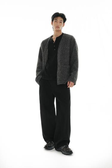 TEXTURED RELAXED FIT CARDIGAN - Anthracite Grey by Zara