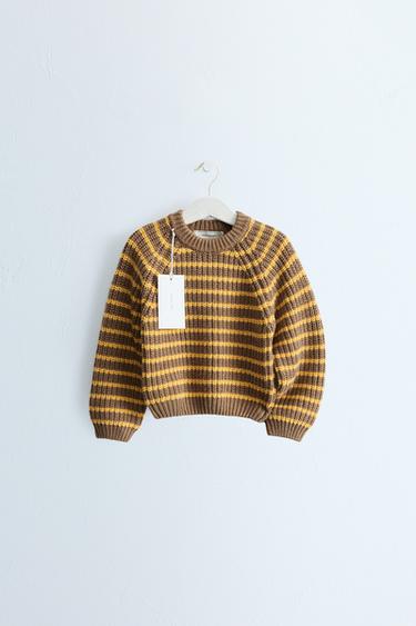 ZARA TIMELESS - STRIPED COTTON AND WOOL BLEND KNIT JUMPER - Ochre by Zara