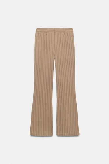 ZW COLLECTION FLARE STRIPED TROUSERS - Pale pink by Zara