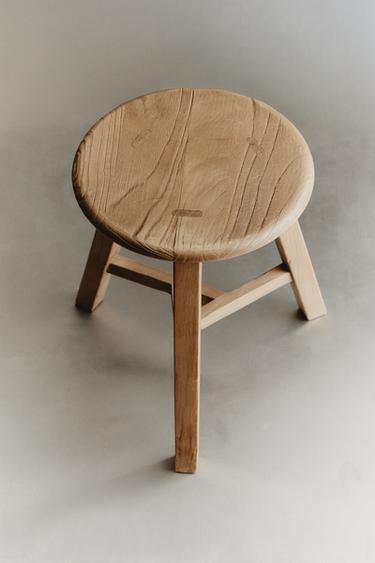 ELM WOOD STOOL - Light beige by Zara