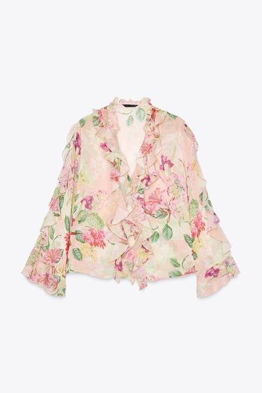 FLORAL PRINT RUFFLE SHIRT - Multicoloured by Zara