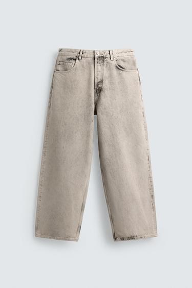 BLEACHED WASH BAGGY FIT JEANS - Oyster-white by Zara