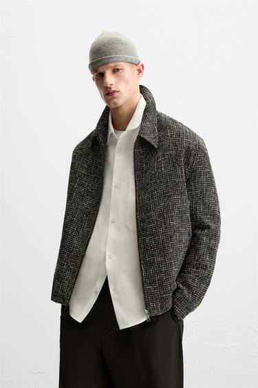 TEXTURED ZIP-UP OVERSHIRT - Anthracite Grey by Zara