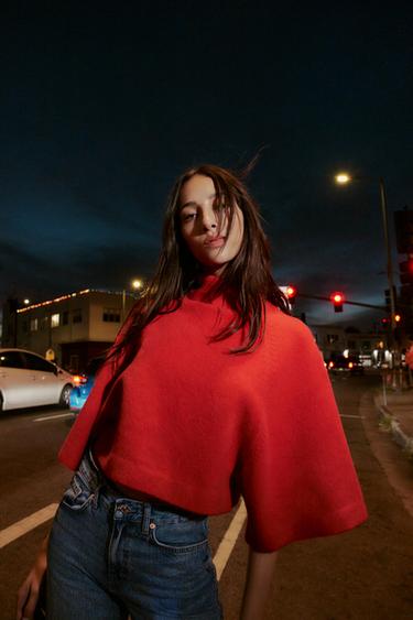 KNIT WIDE SLEEVE JUMPER - Red by Zara