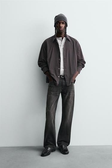 RELAXED FIT CHECK SHIRT - Black / Brown by Zara