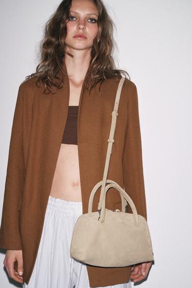 SPLIT SUEDE BOWLING BAG - Ecru by Zara - Image 0
