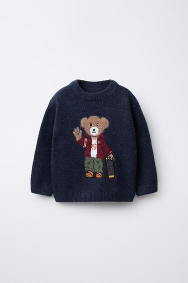KNIT SKATE BEAR SWEATER - navy by Zara