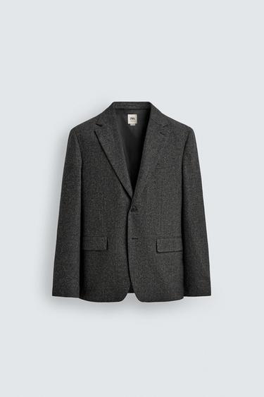 LIMITED EDITION TEXTURED WOOL BLEND SUIT BLAZER - Anthracite Grey by Zara