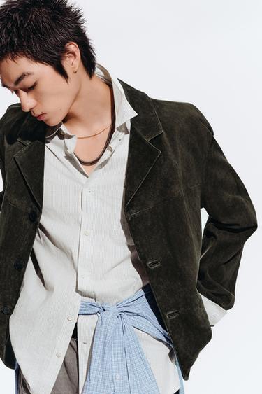 POPLIN CHECK SHIRT - Sea green by Zara