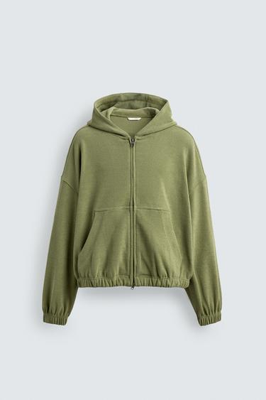 WASHED WAFFLE HOODIE - Pistachio by Zara
