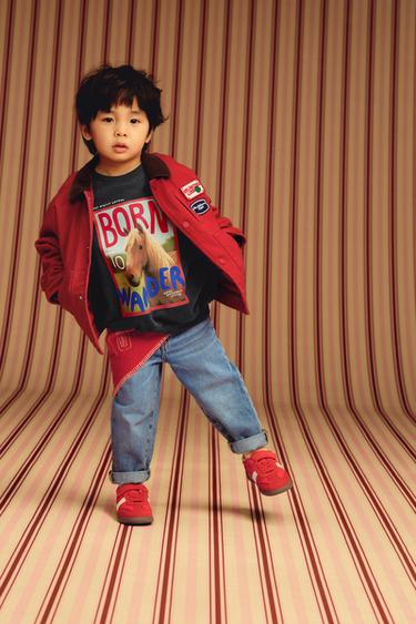 CONTRAST COLLAR PATCH JACKET - Red by Zara