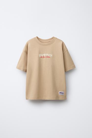 PRINTED T-SHIRT - camel by Zara - Image 0