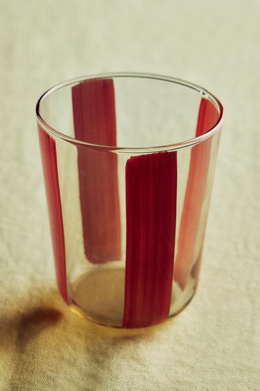 STRIPED GLASS TUMBLER - Red by Zara