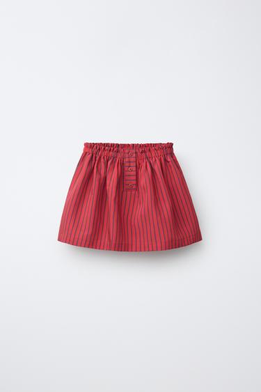 STRIPED MODAL BLEND SKIRT - Red by Zara