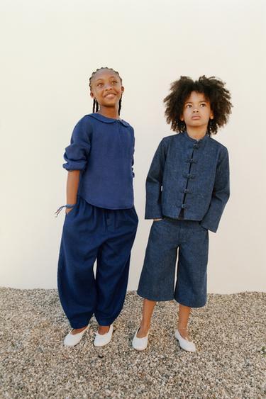 MARLED-EFFECT LONG BERMUDA SHORTS - Blue by Zara