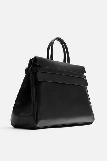 LEATHER HANDBAG - Black by Zara
