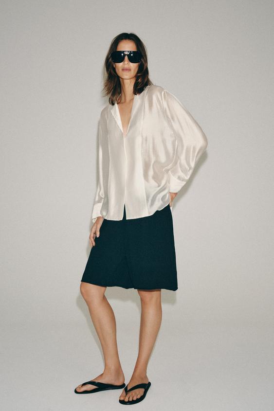 ZW COLLECTION FLOWING SHIRT - Oyster-white by Zara - Image 0