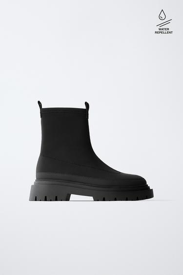 WATER REPELLENT SOCK ANKLE BOOTS - Black by Zara