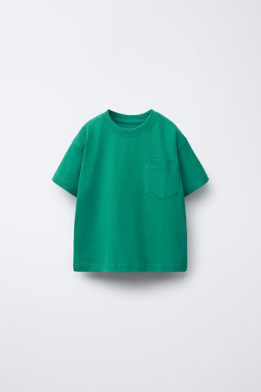 PLAIN T-SHIRT WITH POCKET - Emerald by Zara